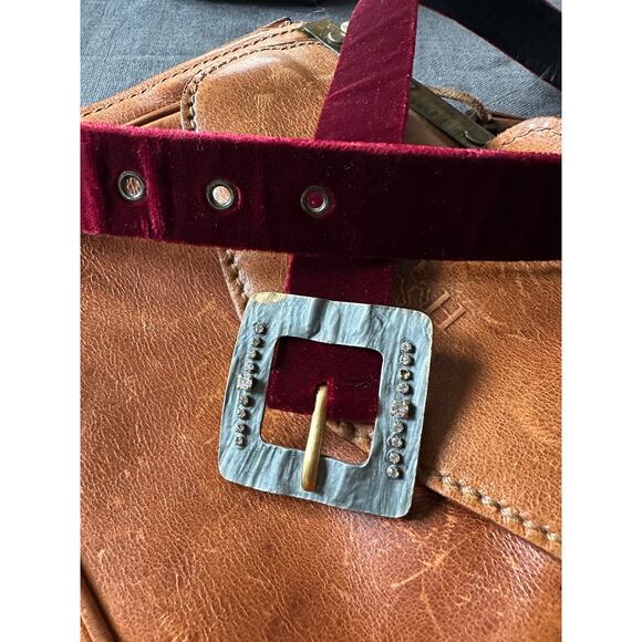 vintage SAINT LAURENT velvet calfskin leather BELT metal jeweled buckle glam s 2 - Picture 7 of 16